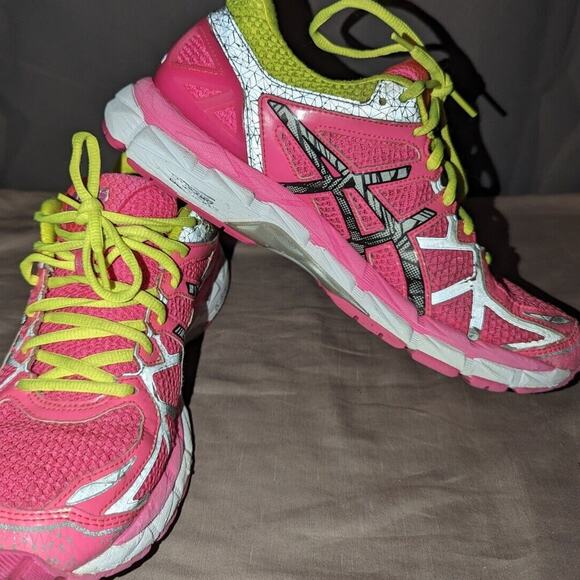 Asics shoes Womens 8.5 Pink Gel Kayano 21 Neon RunningT4N5N D6 Excellent Rare - Picture 5 of 10